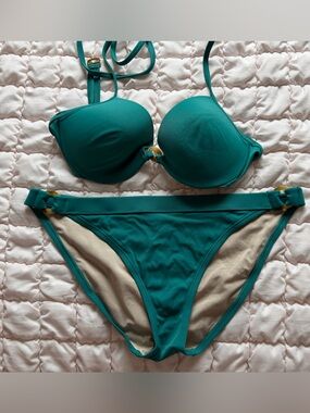 Victoria's Secret Teal Underwire Push-Up Bikini Set